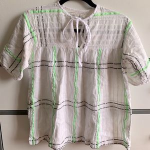 Ace & Jig Cute Tie Neck Top Windowpane Plaid Size XS - S